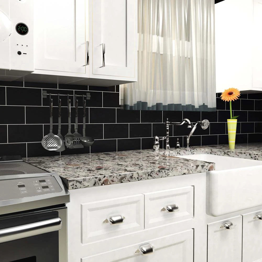 Merola Tile Projectos 7-3/4 In. X 3-7/8 In. Preto Matte Ceramic Subway Floor And Wall Subway Tile (11.46 Sq. Ft. / Case) 4 Merola Tile Projectos 7-3/4 In. X 3-7/8 In. Preto Matte Ceramic Subway Floor And Wall Subway Tile (11.46 Sq. Ft. / Case) - Image 2