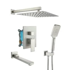 3-Spray With 2.5 GPM 10 In. 3 Functions Tub Wall Mount Dual Shower Heads In Spot In Brushed Nickle (Valve Included)