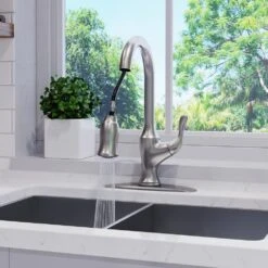 Deming Single-Handle Pull-Down Sprayer Kitchen Faucet In Spot Defense Stainless Steel -Master Locks Shop 52d020e4e1fb09a49444a6909be5ff19 1800x1800