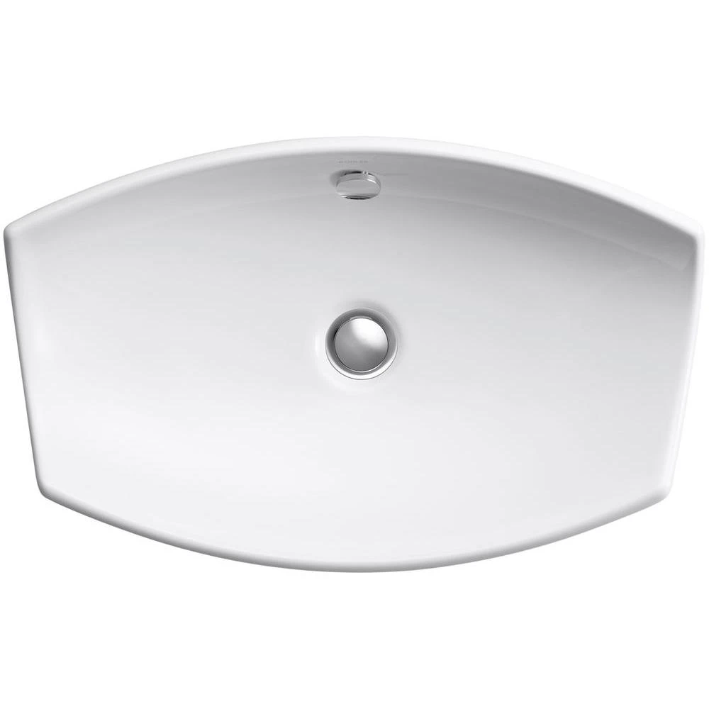 KOHLER Leaf Fireclay Vessel Sink In White With Overflow Drain 4 KOHLER Leaf Fireclay Vessel Sink In White With Overflow Drain - Image 2