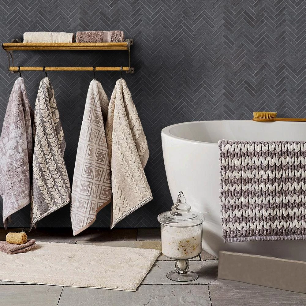 Jeffrey Court Basalt Herringbone Gray 11 In. X 10 In. X 8 Mm Honed Basalt Mosaic Wall/Floor Tile 4 Jeffrey Court Basalt Herringbone Gray 11 In. X 10 In. X 8 Mm Honed Basalt Mosaic Wall/Floor Tile - Image 2