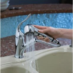 Coralais Single-Handle Pull-Out Sprayer Kitchen Faucet With MasterClean Sprayface In Polished Chrome 18 Coralais Single-Handle Pull-Out Sprayer Kitchen Faucet With MasterClean Sprayface In Polished Chrome -Master Locks Shop 54fb0e7ccab20ba303a9208a2135ed92 1800x1800