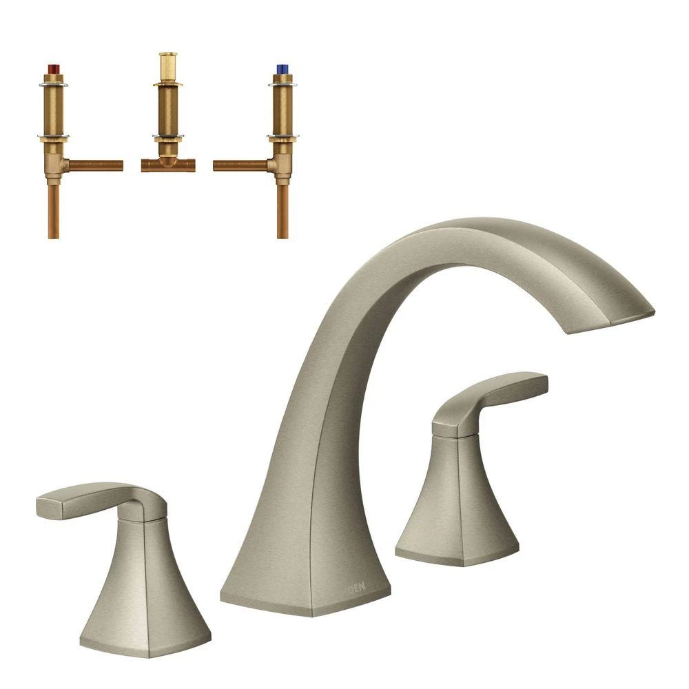 Voss 2-Handle Deck-Mount High Arc Roman Tub Faucet Trim Kit With Valve In Brushed Nickel 3 Voss 2-Handle Deck-Mount High Arc Roman Tub Faucet Trim Kit With Valve In Brushed Nickel