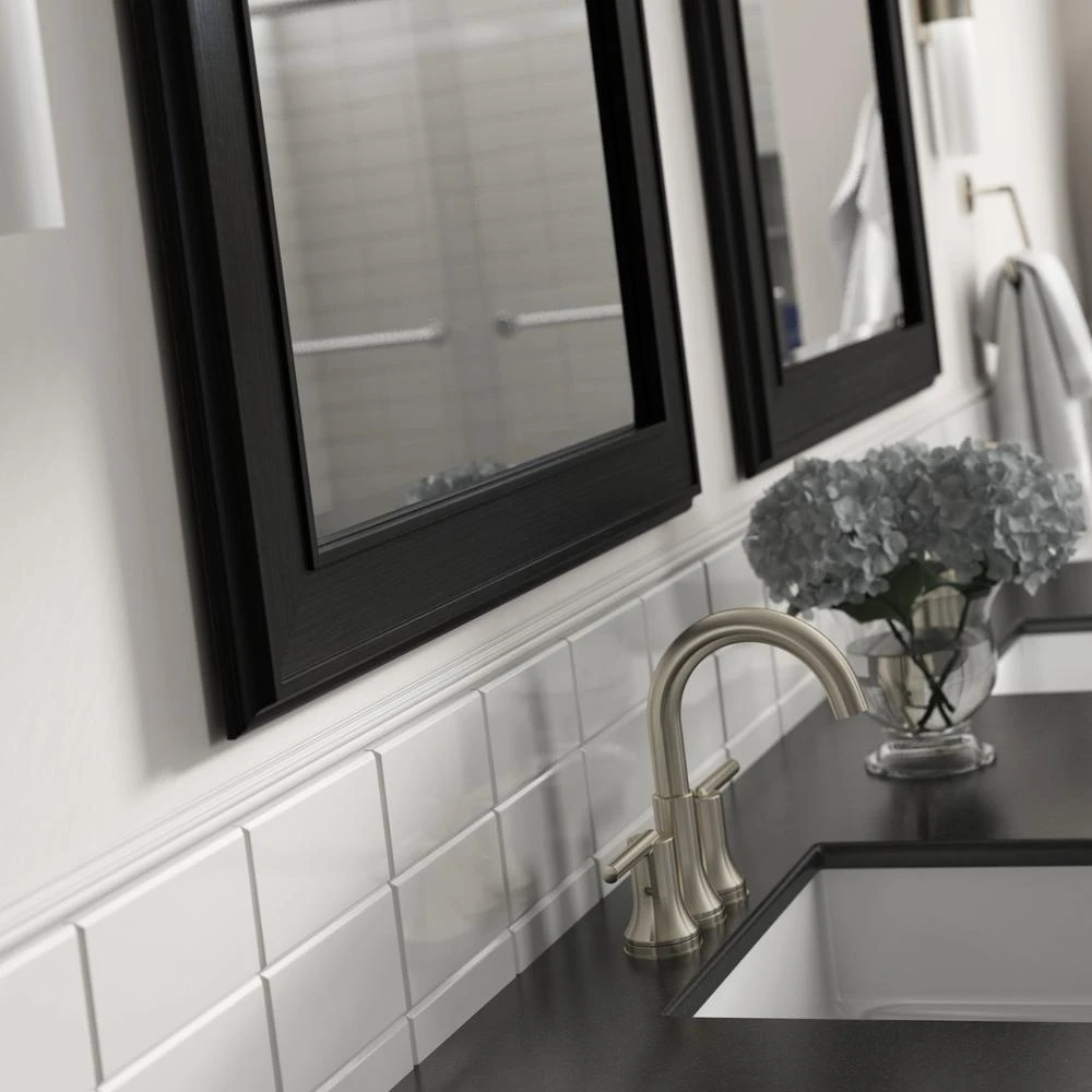 33 In. W X 47 In. H (L1) Framed Rectangular Deluxe Glass Bathroom Vanity Mirror In Matte Black 4 33 In. W X 47 In. H (L1) Framed Rectangular Deluxe Glass Bathroom Vanity Mirror In Matte Black - Image 2