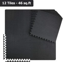 Innhom 12 Tiles Gym Mat Exercise Mats Puzzle Foam Mats Gym Flooring Mat Interlocking Foam Mats With EVA Foam Floor Tiles For Gym Equipment Workouts, Black