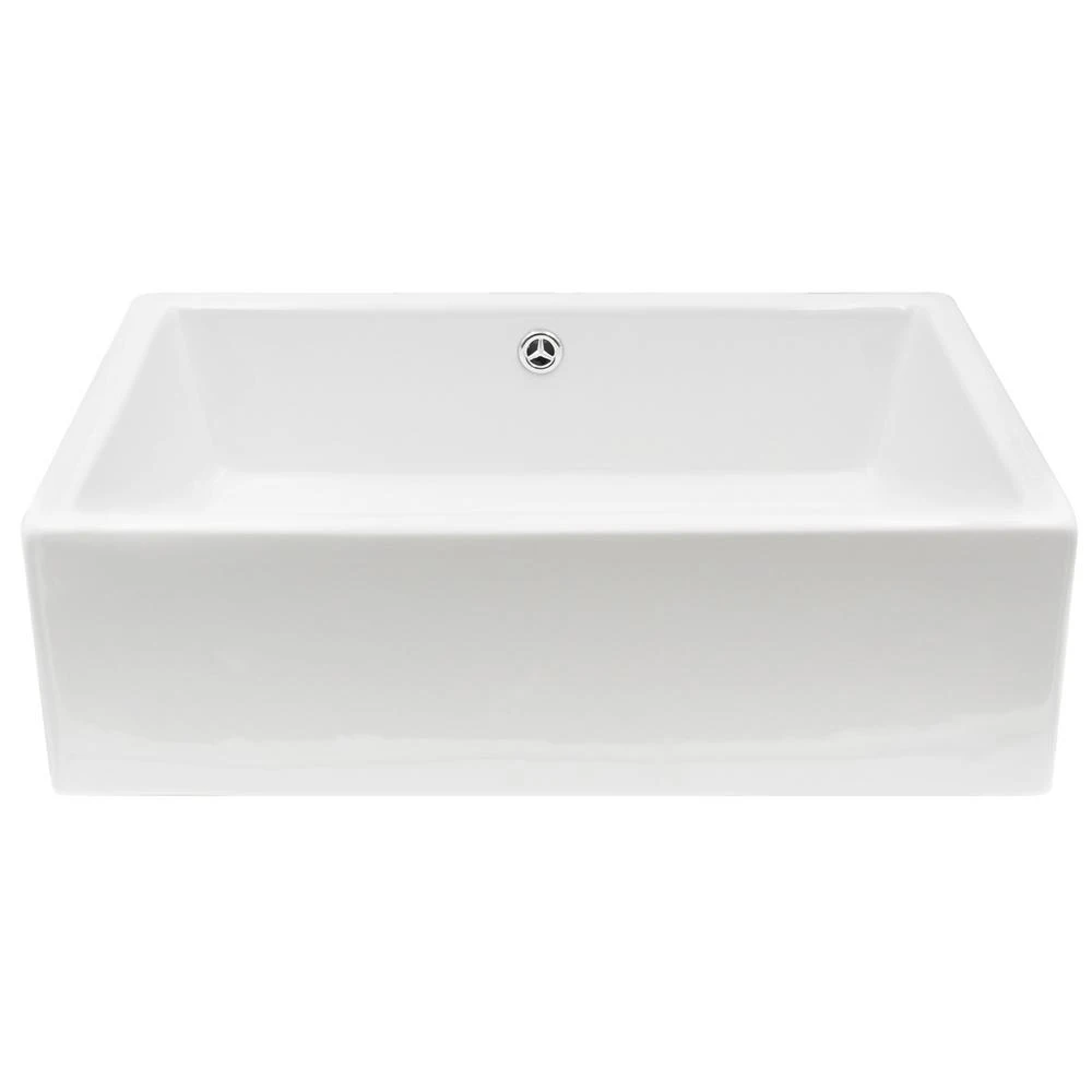 Novatto Rectangular Porcelain Vessel Sink In White Wtih Overflow Drain In Matte Black 5 Novatto Rectangular Porcelain Vessel Sink In White Wtih Overflow Drain In Matte Black - Image 3