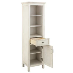 Foremost® Hiland 20"W X 15"D X 68"H Antique White Linen Cabinet 17 Foremost® Hiland 20"W X 15"D X 68"H Antique White Linen Cabinet -Master Locks Shop 6050354 AngleOpen 1 1800x1800