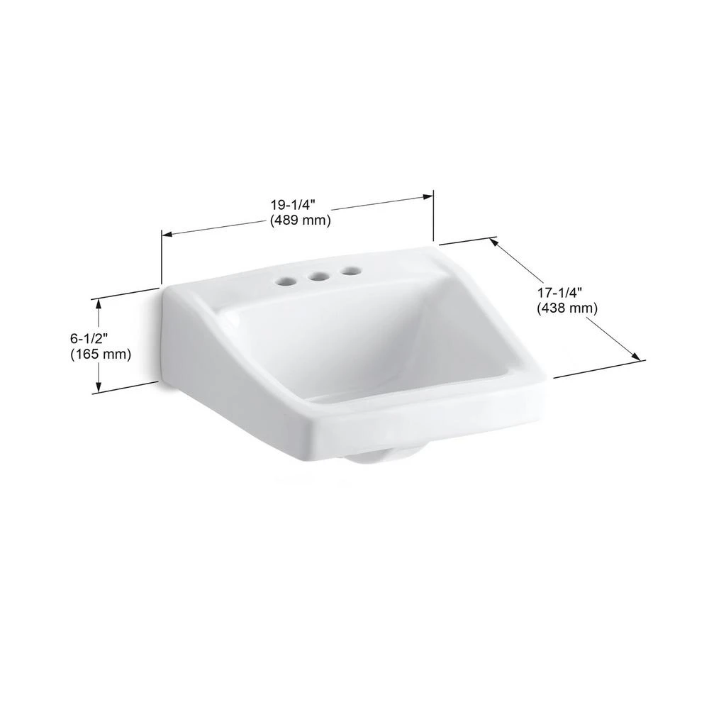 KOHLER Soho Wall-Mount Vitreous China Bathroom Sink In White With Overflow Drain 5 KOHLER Soho Wall-Mount Vitreous China Bathroom Sink In White With Overflow Drain - Image 3