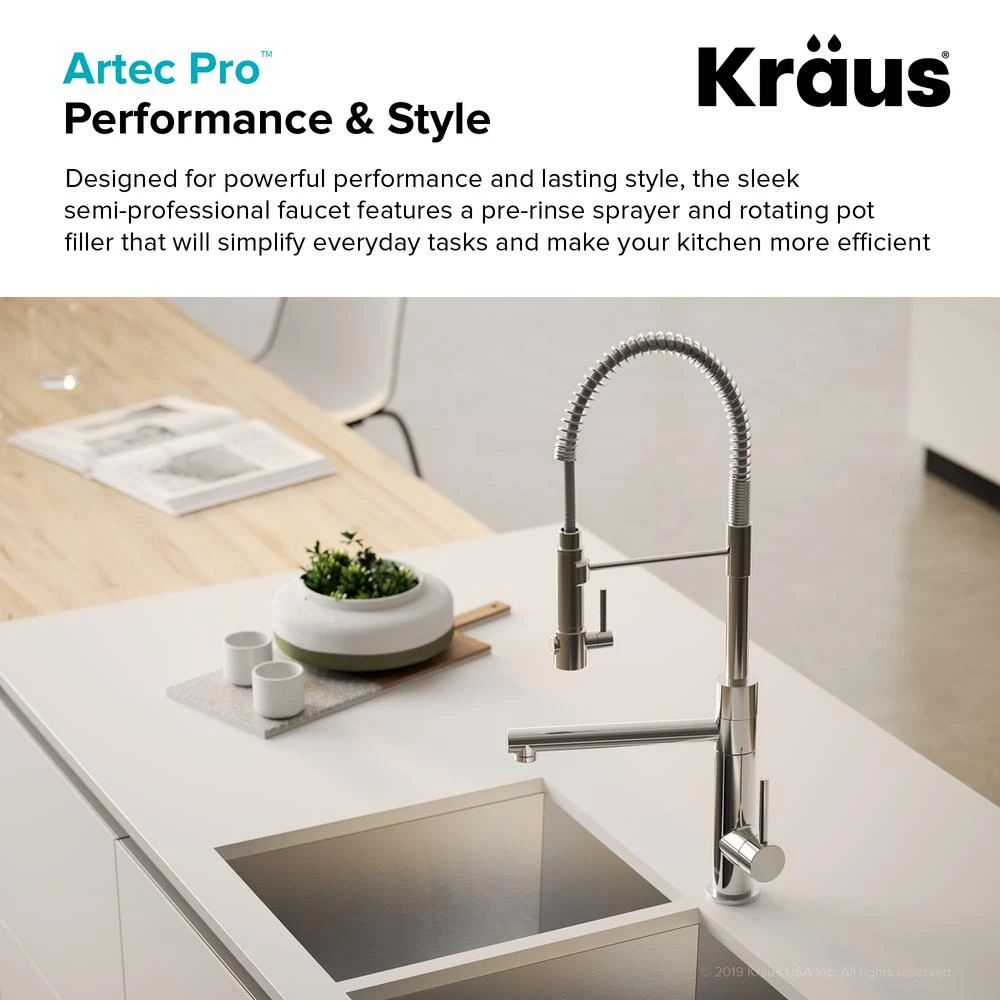 Artec Pro Single-Handle Pull-Down Sprayer Kitchen Faucet And Pot Filler In Brushed Gold 13 Artec Pro Single-Handle Pull-Down Sprayer Kitchen Faucet And Pot Filler In Brushed Gold - Image 11