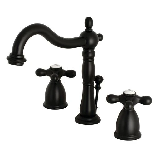 Kingston Brass Georgian Matte Black 2-handle Widespread Bathroom Sink Faucet With Drain 4 Kingston Brass Georgian Matte Black 2-handle Widespread Bathroom Sink Faucet With Drain - Image 2