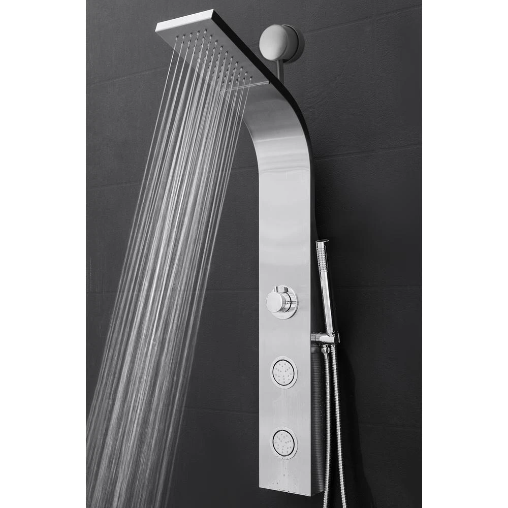 39 In. 2-Jet Easy Connect Shower Panel System In Stainless Steel With Rainfall Waterfall Shower Head And Shower Wand 4 39 In. 2-Jet Easy Connect Shower Panel System In Stainless Steel With Rainfall Waterfall Shower Head And Shower Wand - Image 2