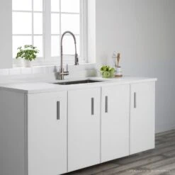 Britt Single Handle Commercial Kitchen Faucet With Dual Function Sprayhead In All-Brite Spot Free Stainless Steel Finish -Master Locks Shop 671eefdf052842f4e5059b84d06a525c 1800x1800