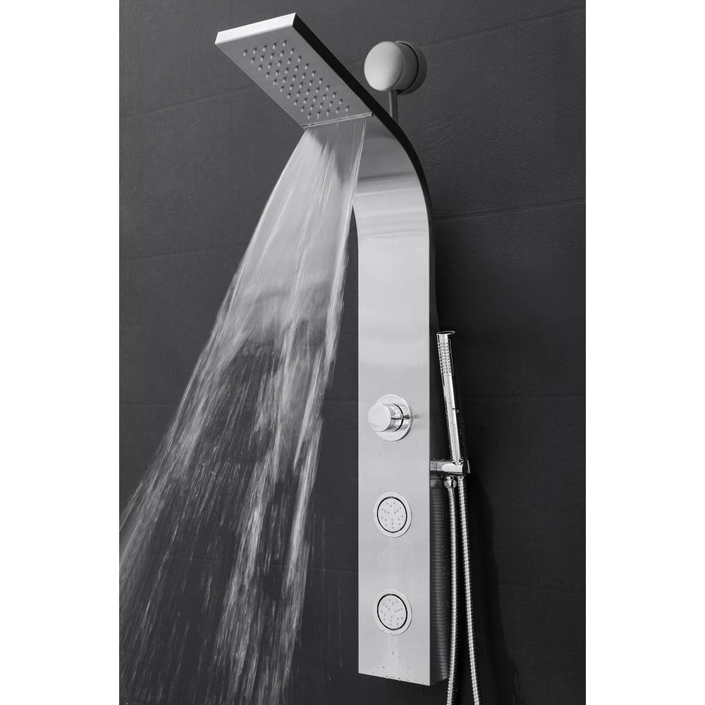 39 In. 2-Jet Easy Connect Shower Panel System In Stainless Steel With Rainfall Waterfall Shower Head And Shower Wand 5 39 In. 2-Jet Easy Connect Shower Panel System In Stainless Steel With Rainfall Waterfall Shower Head And Shower Wand - Image 3