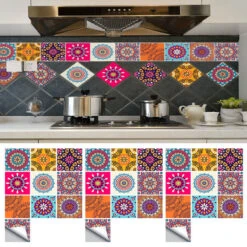 Goory 10PCS Mosaic Wall Sticker Self-adhesive Tile Sticker Kitchen/Bathroom Decorative