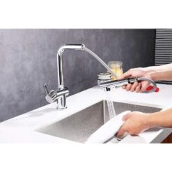 Single-Handle Pull Out Sprayer Kitchen Faucet In Brushed Nickel -Master Locks Shop 7096691b7107863b807470bb0a757097 1800x1800