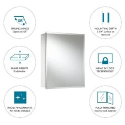 Jacuzzi 16-in X 20-in Rectangle Surface/Recessed Mirrored Medicine Cabinet