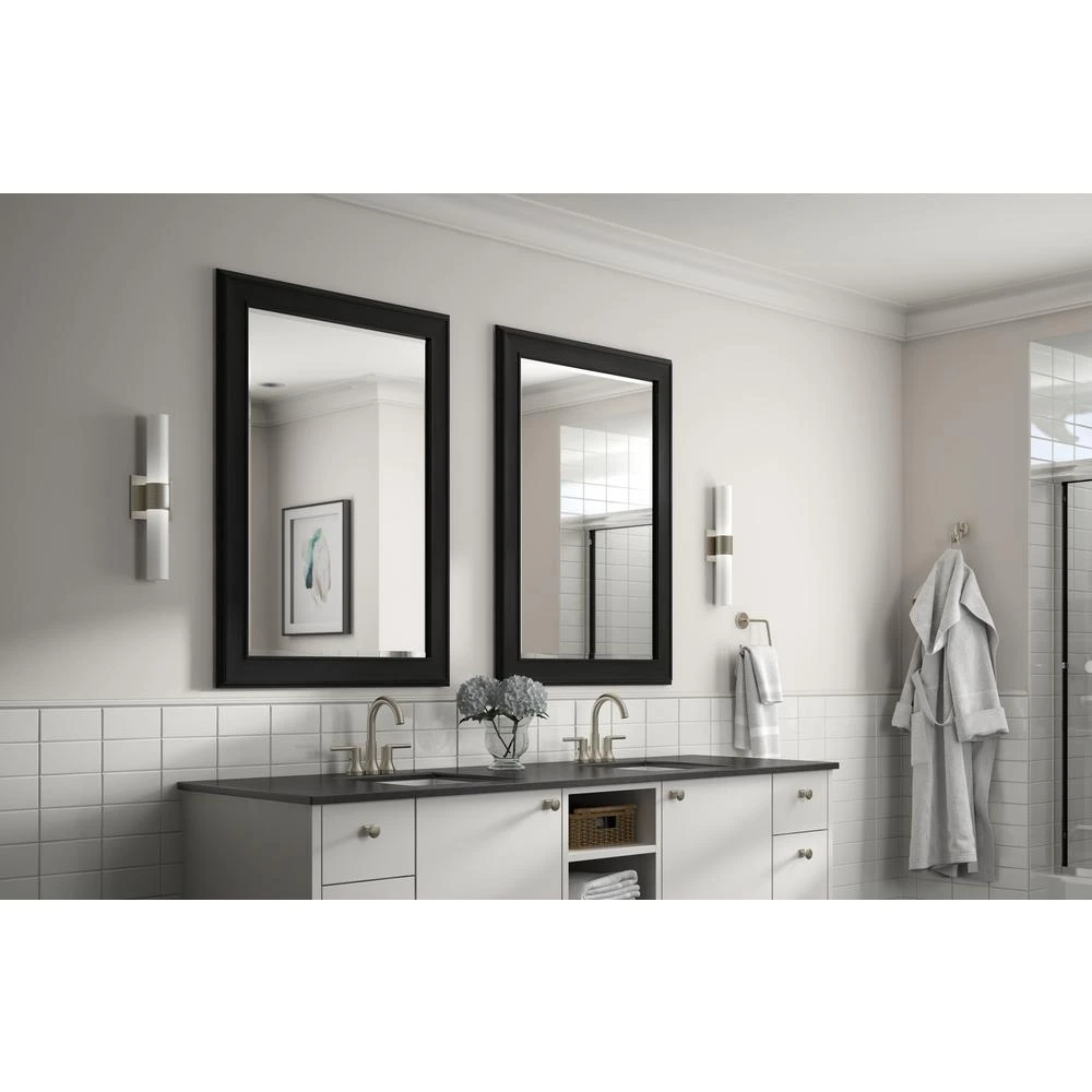 33 In. W X 47 In. H (L1) Framed Rectangular Deluxe Glass Bathroom Vanity Mirror In Matte Black 5 33 In. W X 47 In. H (L1) Framed Rectangular Deluxe Glass Bathroom Vanity Mirror In Matte Black - Image 3