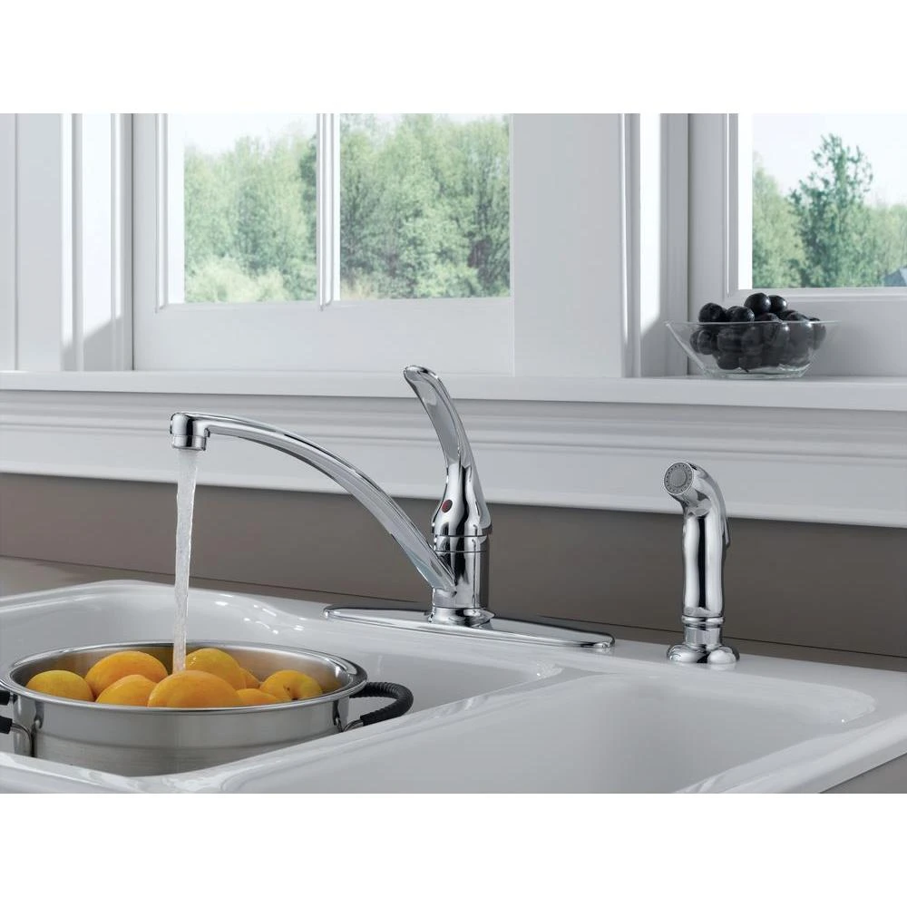 Foundations Single-Handle Standard Kitchen Faucet With Side Sprayer In Chrome 6 Foundations Single-Handle Standard Kitchen Faucet With Side Sprayer In Chrome - Image 4
