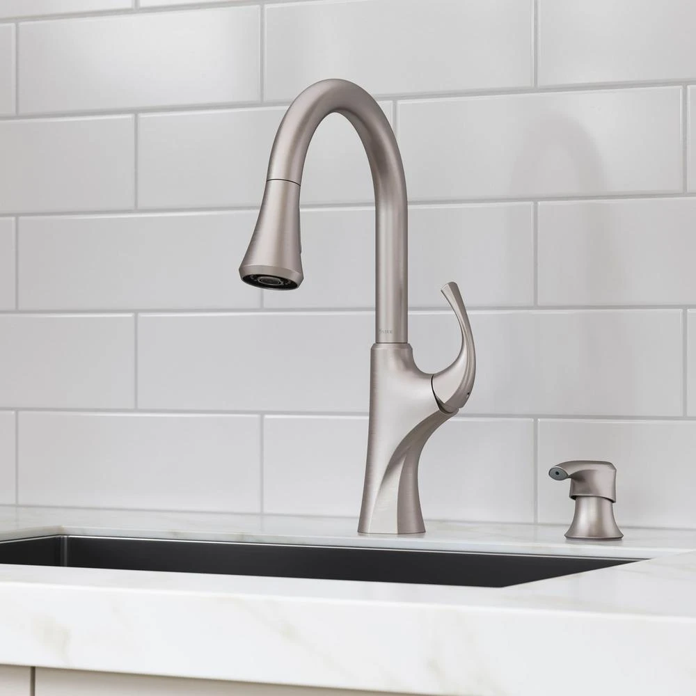 Miri Single-Handle Pull-Down Sprayer Kitchen Faucet With Soap Dispenser In Spot Defense Stainless Steel 14 Miri Single-Handle Pull-Down Sprayer Kitchen Faucet With Soap Dispenser In Spot Defense Stainless Steel - Image 12