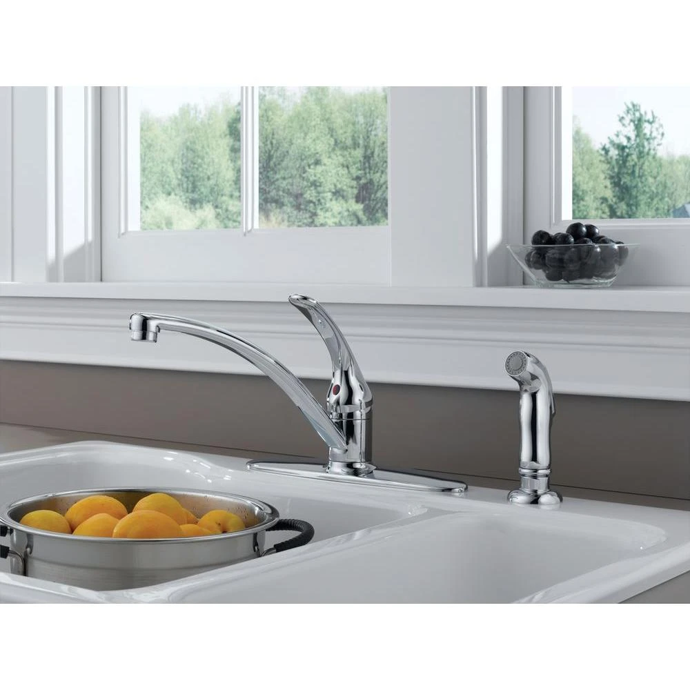 Foundations Single-Handle Standard Kitchen Faucet With Side Sprayer In Chrome 4 Foundations Single-Handle Standard Kitchen Faucet With Side Sprayer In Chrome - Image 2