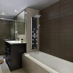 AKDY 52-in Brushed Stainless Steel 8-Spray Shower Panel System (Valve Included) -Master Locks Shop 810764023845 10485971 1800x1800