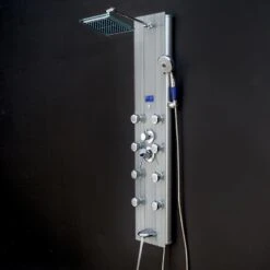 AKDY 52-in Brushed Stainless Steel 8-Spray Shower Panel System (Valve Included) -Master Locks Shop 810764026914 10486028 1800x1800