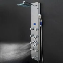 AKDY 52-in Mirror Tempered Glass 8-Spray Shower Panel System (Valve Included) -Master Locks Shop 810764028628 10507053 1800x1800