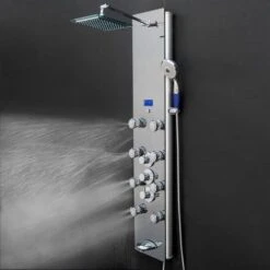 AKDY 52-in Mirror Tempered Glass 8-Spray Shower Panel System (Valve Included) -Master Locks Shop 810764028628xl 1800x1800