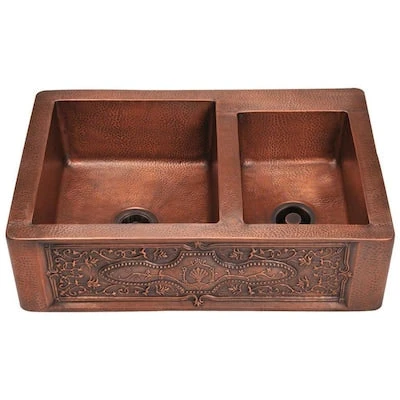 MR Direct 33.25-in X 22.25-in Copper Double Offset Bowl Tall (8-in Or Larger) Drop-In Apron Front/Farmhouse Commercial/Residential Kitchen Sink 3 MR Direct 33.25-in X 22.25-in Copper Double Offset Bowl Tall (8-in Or Larger) Drop-In Apron Front/Farmhouse Commercial/Residential Kitchen Sink