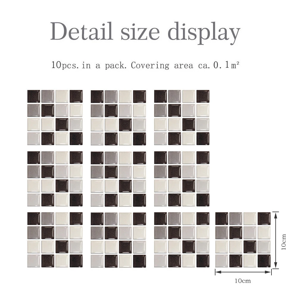10/20 Pieces Backsplash Tile For Kitchen Mosaic Square Peel And Stick Tile, 3.94x3.94" 4 10/20 Pieces Backsplash Tile For Kitchen Mosaic Square Peel And Stick Tile, 3.94x3.94" - Image 2