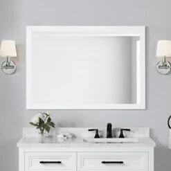 40.00 In. W X 28.00 In. H Framed Rectangular Bathroom Vanity Mirror In White -Master Locks Shop 826e75bcb9b493e49e594fc102624689 1800x1800