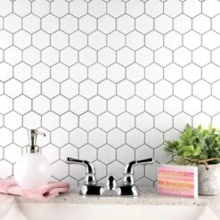 Merola Tile Metro Hex 2" Glossy 11-1/8"x12-5/8" White Porcelain Mosaic (9.64 Sq.ft. /Case) -Master Locks Shop 838be81b3c75c6c5d3a367c6655bd677 1800x1800