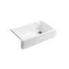 KOHLER Whitehaven 35.68-in X 21.56-in White Single Bowl Tall (8-in Or Larger) Undermount Apron Front/Farmhouse Residential Kitchen Sink 2 KOHLER Whitehaven 35.68-in X 21.56-in White Single Bowl Tall (8-in Or Larger) Undermount Apron Front/Farmhouse Residential Kitchen Sink -Master Locks Shop 885612051806 1800x1800