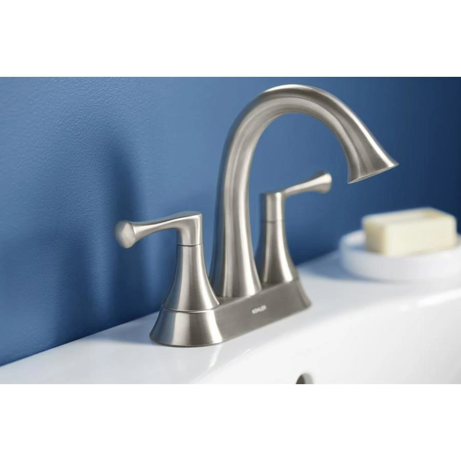 KOHLER Lilyfield Brushed Nickel 2-Handle 4-in Centerset WaterSense Bathroom Sink Faucet With Drain 12 KOHLER Lilyfield Brushed Nickel 2-Handle 4-in Centerset WaterSense Bathroom Sink Faucet With Drain - Image 10