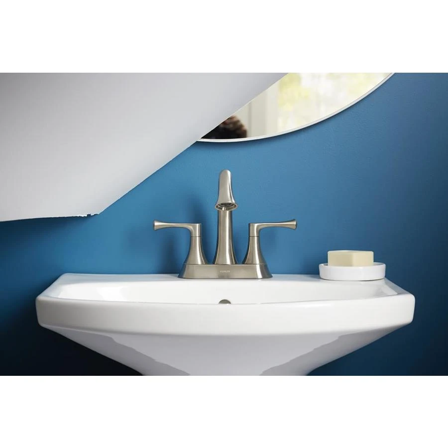 KOHLER Lilyfield Brushed Nickel 2-Handle 4-in Centerset WaterSense Bathroom Sink Faucet With Drain 13 KOHLER Lilyfield Brushed Nickel 2-Handle 4-in Centerset WaterSense Bathroom Sink Faucet With Drain - Image 11