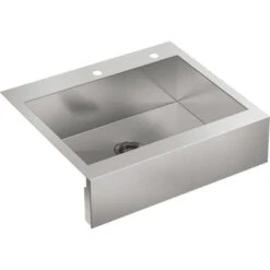 KOHLER Vault 30-in X 24.25-in Single Bowl Drop-In Apron Front/Farmhouse 2-Hole Commercial/Residential Kitchen Sink