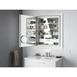 KOHLER Verdera 24-in X 30-in Rectangle Surface/Recessed Mirrored Medicine Cabinet With Outlet And Lights -Master Locks Shop 885612733610 10711646 1800x1800