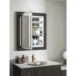 KOHLER Verdera 24-in X 30-in Rectangle Surface/Recessed Mirrored Medicine Cabinet With Outlet And Lights -Master Locks Shop 885612733610 10711649 1800x1800