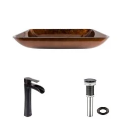 VIGO Glass Vessel Bathroom Sink In Russet And Niko Faucet Set In Antique Rubbed Bronze -Master Locks Shop 89b737f4821076990437cd8cfc30744f 1800x1800