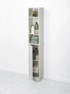 Zenna Home® 12"W X 10"D X 67"H White Linen Cabinet -Master Locks Shop 9148WW alt2 1800x1800