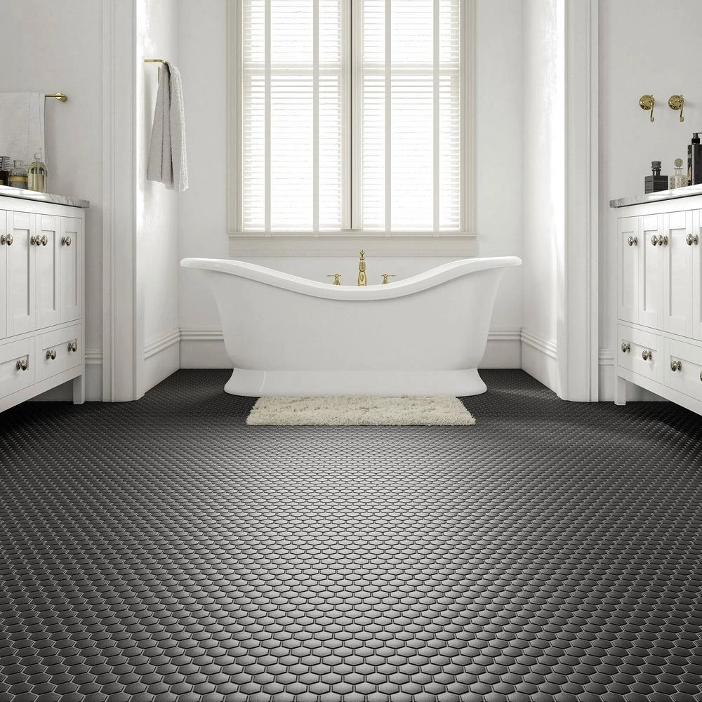 Daltile Restore Matte Black Hexagon 10 In. X 12 In. X 6.35 Mm Glazed Ceramic Mosaic Tile (0.81 Sq. Ft./piece) 4 Daltile Restore Matte Black Hexagon 10 In. X 12 In. X 6.35 Mm Glazed Ceramic Mosaic Tile (0.81 Sq. Ft./piece) - Image 2
