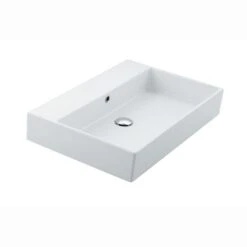 WS Bath Collections Unlimited 60 Wall Mount / Vessel Bathroom Sink In Ceramic White Without Faucet Hole