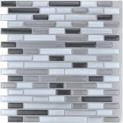 12 In. X 12 In. Grey Peel And Stick Tile Backsplash For Kitchen (10-Pack)