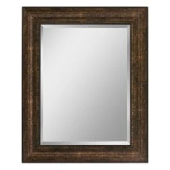 29 In. X 35 In. Beaded Mirror In Bronze