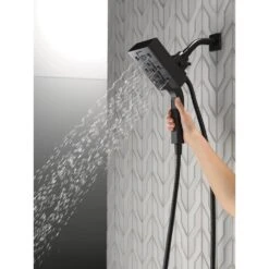 In2ition Two-in-One 4-Spray 4.5 In. Dual Wall Mount Fixed And Handheld H2Okinetic Shower Head In Matte Black -Master Locks Shop 9b74140ef521bc0070de166a5fa48eab 1800x1800