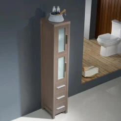 Fresca Torino 12"W X 15"D X 68-1/8"H Gray Oak Linen Cabinet -Master Locks Shop FST6260GO 2 1800x1800