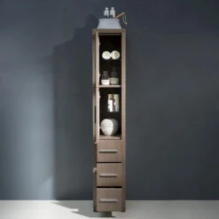 Fresca Torino 12"W X 15"D X 68-1/8"H Gray Oak Linen Cabinet -Master Locks Shop FST6260GO 4 1800x1800