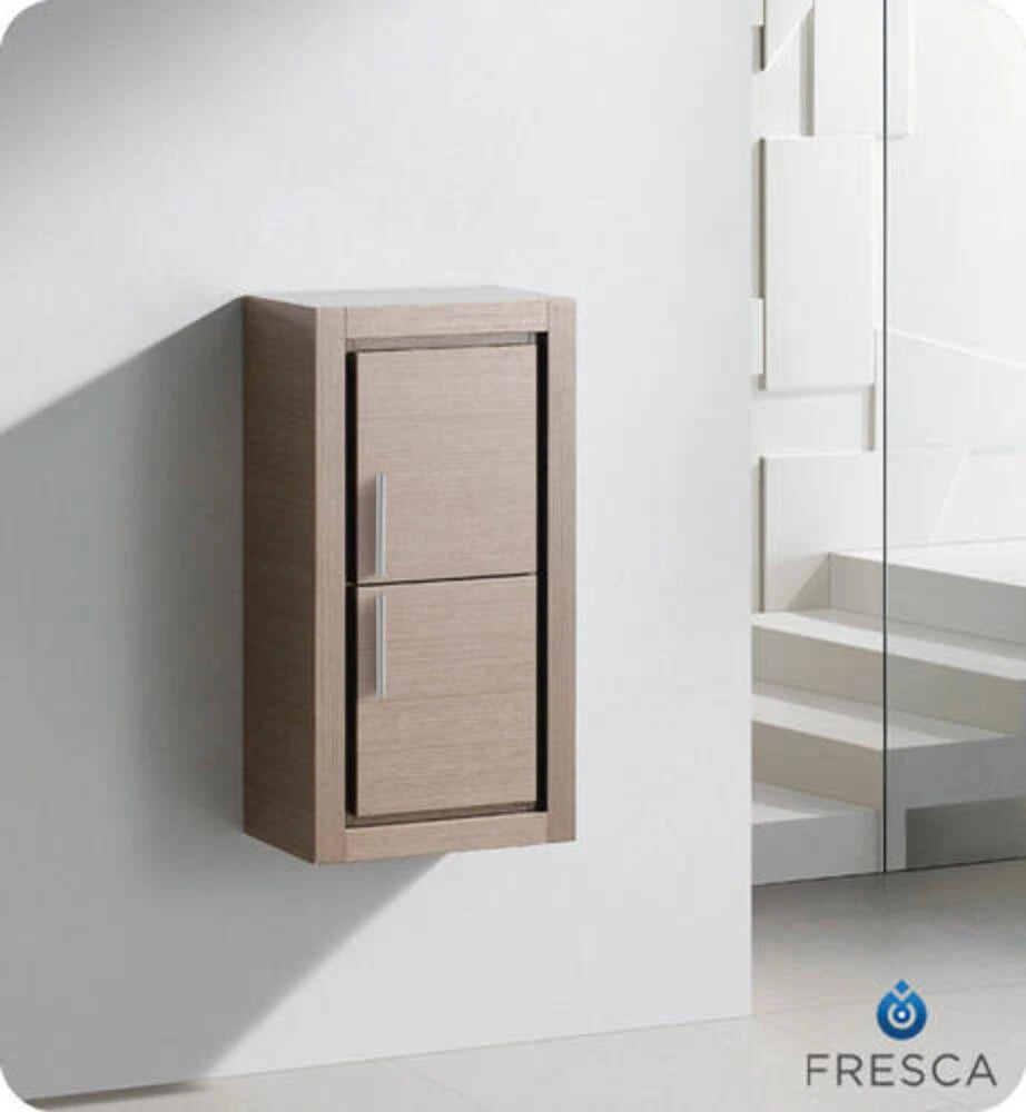 Fresca 16"W X 10"D X 30"H Gray Oak Linen Cabinet 3 Fresca 16"W X 10"D X 30"H Gray Oak Linen Cabinet