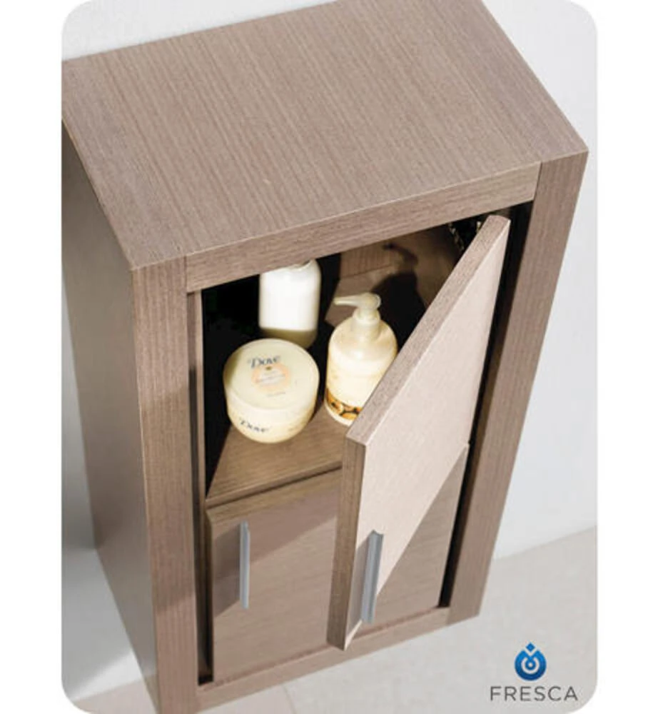 Fresca 16"W X 10"D X 30"H Gray Oak Linen Cabinet 4 Fresca 16"W X 10"D X 30"H Gray Oak Linen Cabinet - Image 2