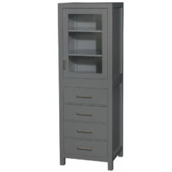 Wyndham Collection Sheffield 24"W X 20"D X 71"H Dark Gray Linen Cabinet